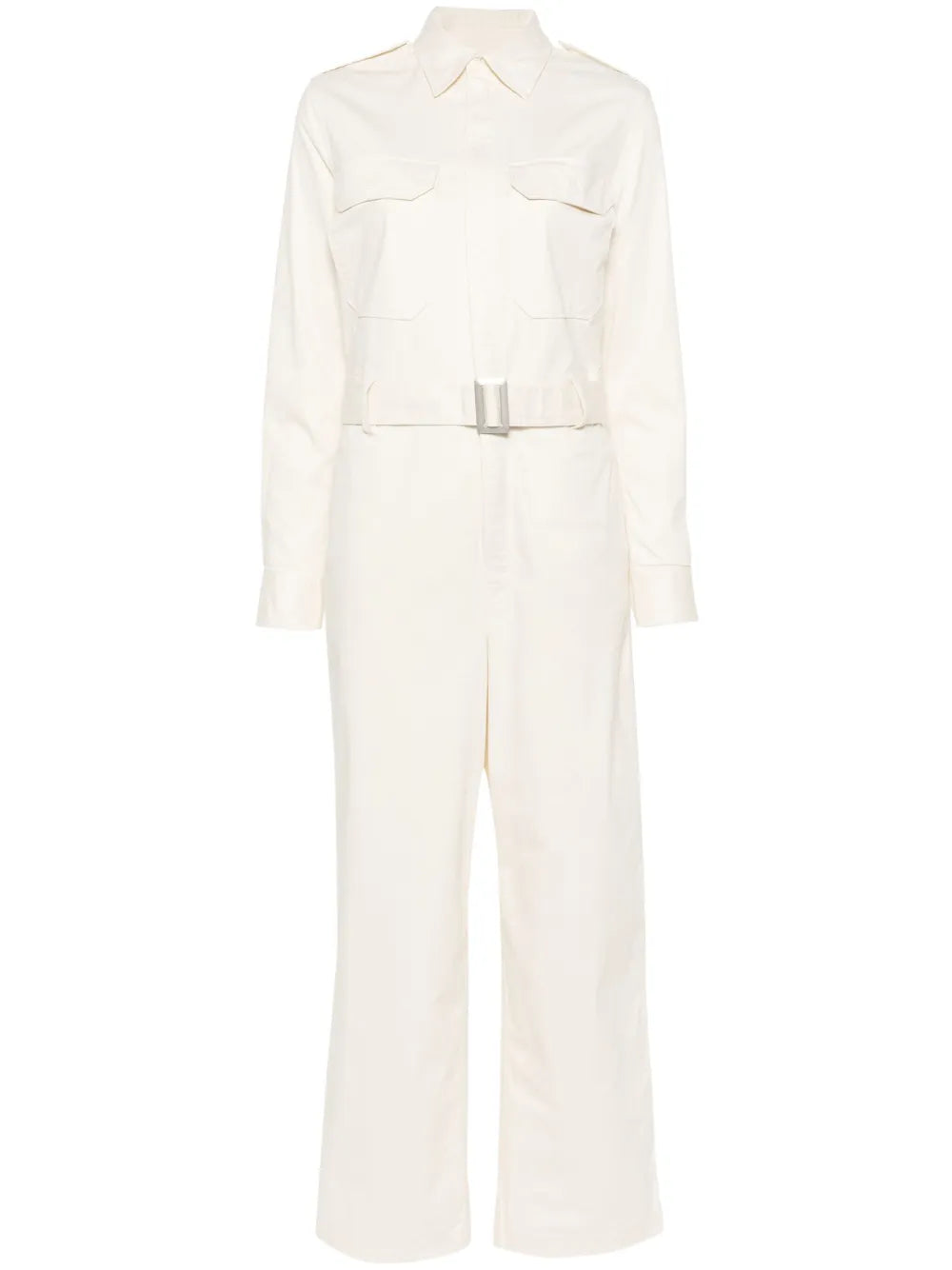 Long-Sleeve Twill Jumpsuit