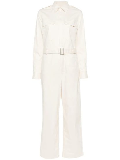 Long-Sleeve Twill Jumpsuit