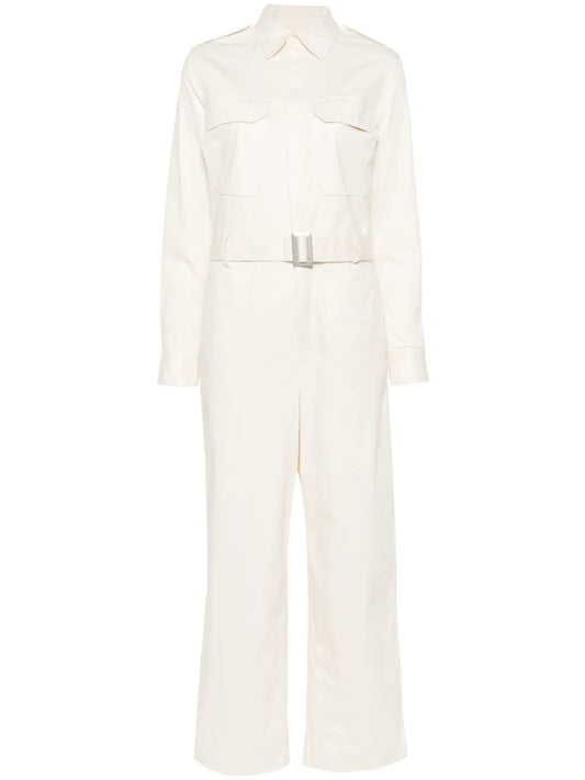Long-Sleeve Twill Jumpsuit