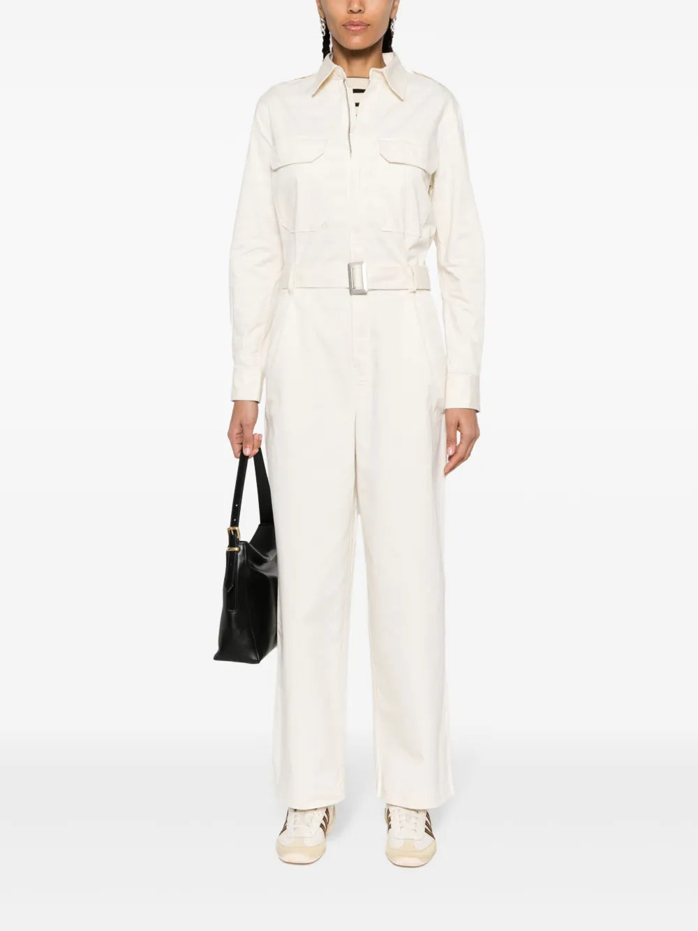 Long-Sleeve Twill Jumpsuit