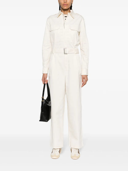 Long-Sleeve Twill Jumpsuit