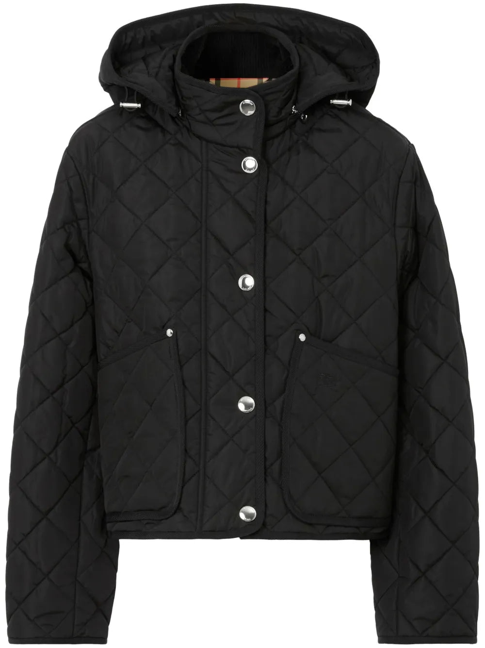 Detachable-Hood Diamond-Quilted Jacket