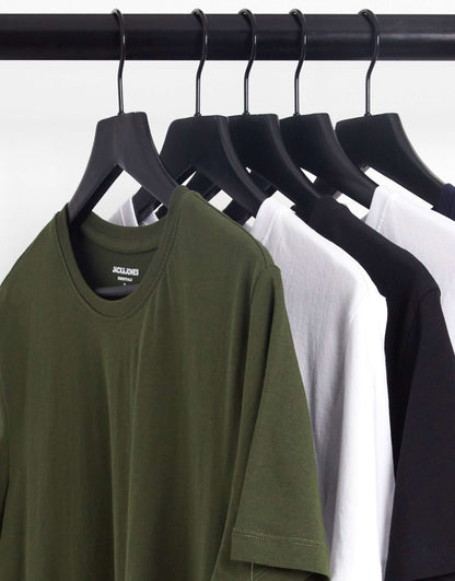 5 Pack Longline Hem Crew T-Shirt