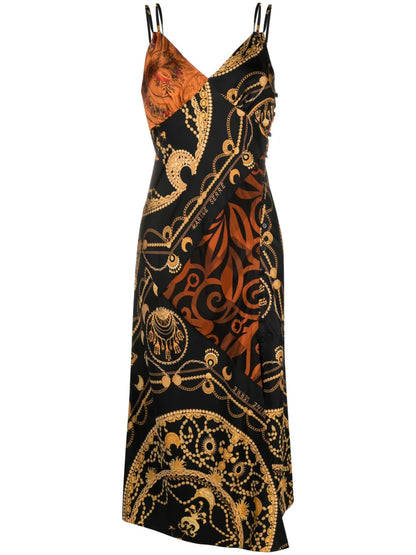 Ornament Jewelry-Print Regenerated-Silk Dress