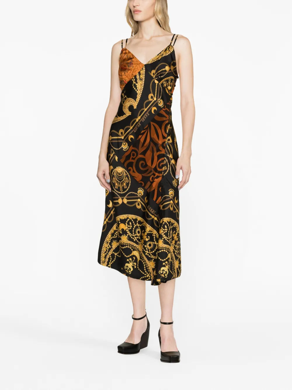 Ornament Jewelry-Print Regenerated-Silk Dress