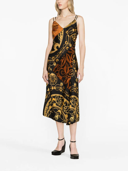 Ornament Jewelry-Print Regenerated-Silk Dress