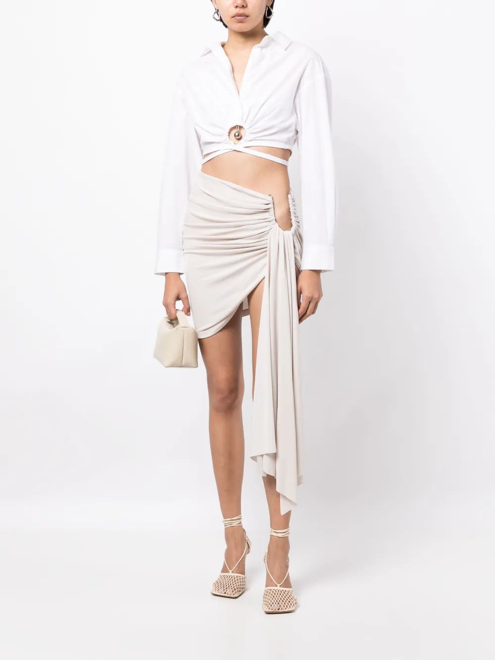 Arced Palm Draped Miniskirt