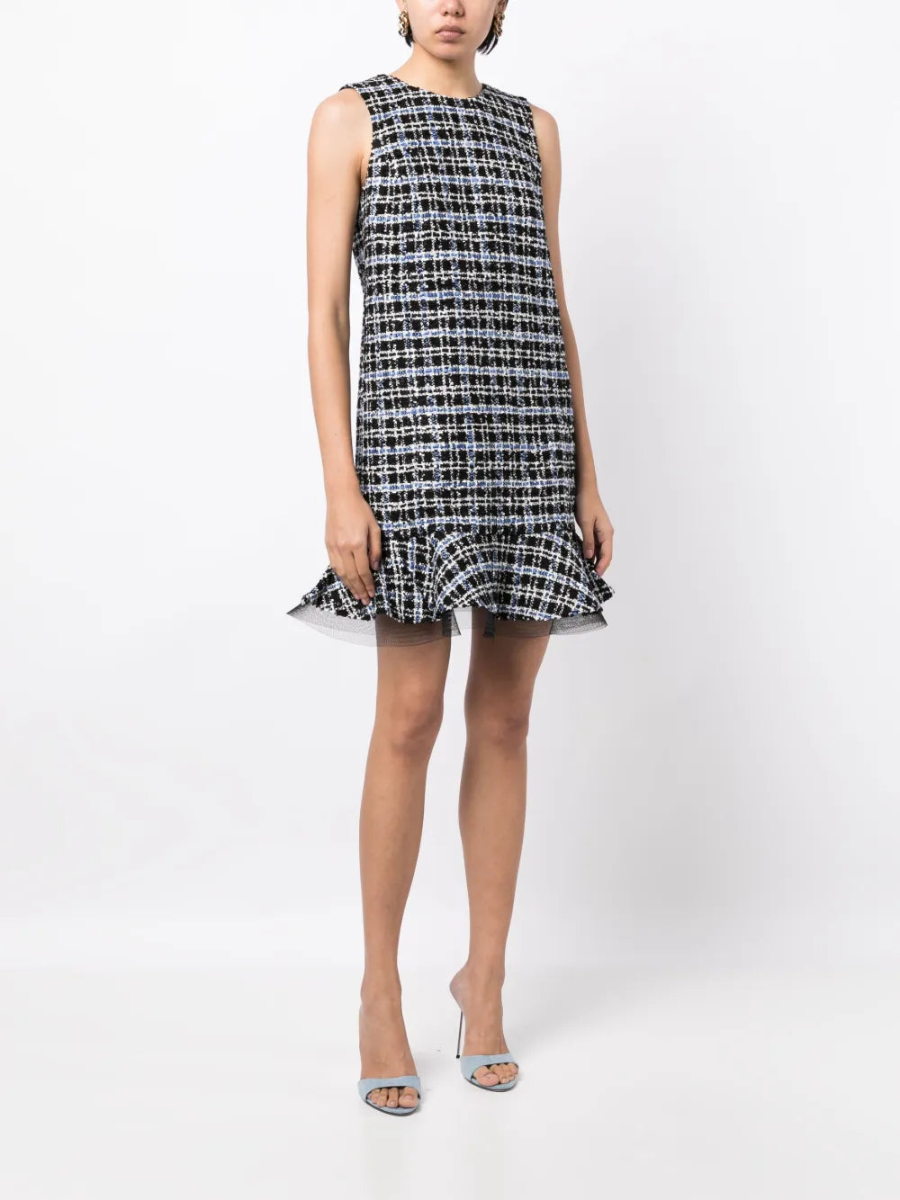 Ruffle Tweed Shift Minidress