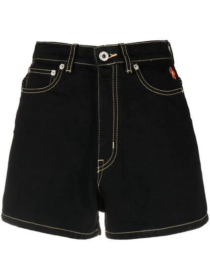Contrast-Stitch Denim Shorts