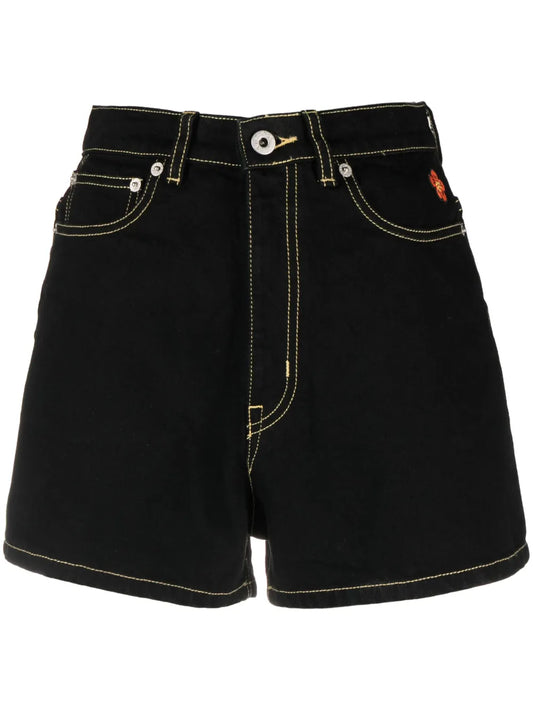 Contrast-Stitch Denim Shorts