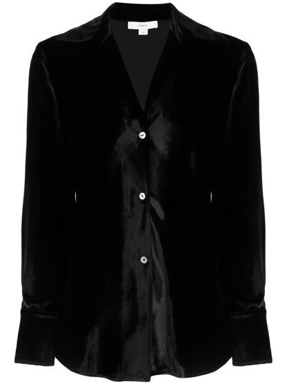 Long-Sleeve Velvet Shirt