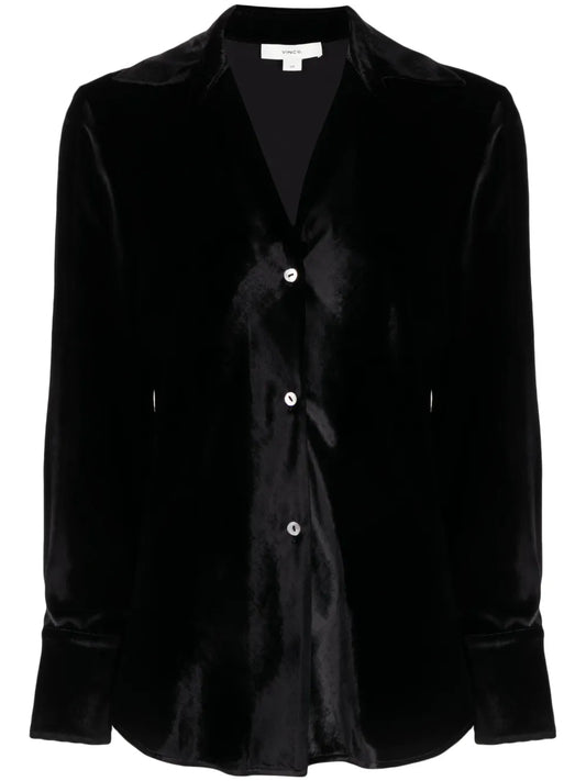 Long-Sleeve Velvet Shirt