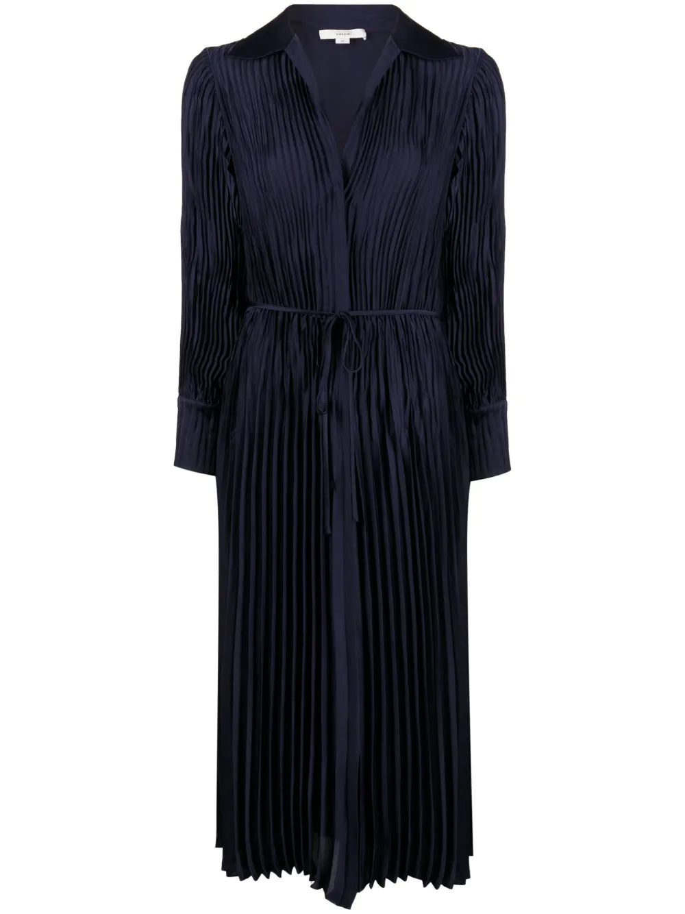 Long-Sleeve Pleated Shirtdress