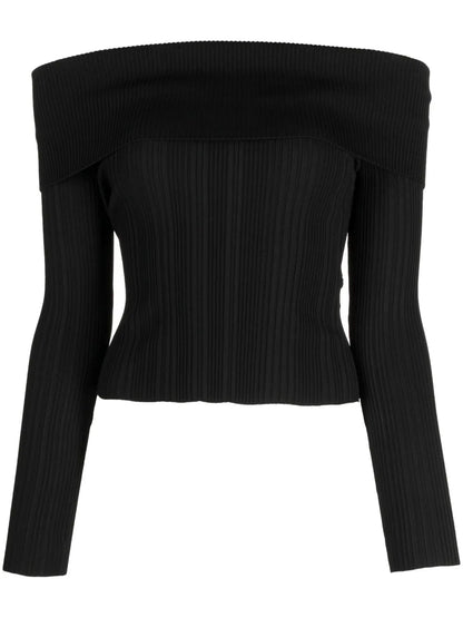 Ribbed Off-Shoulder Blouse