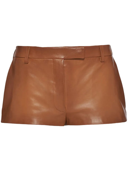 Low-Rise Nappa-Leather Shorts