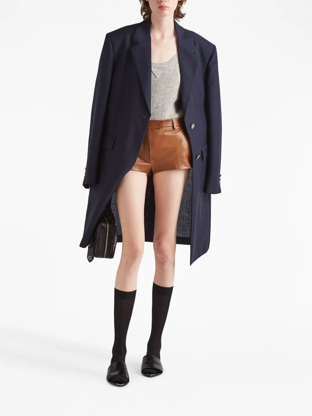 Low-Rise Nappa-Leather Shorts