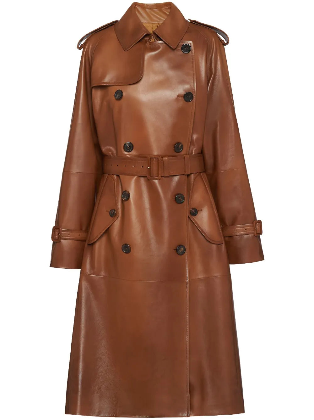 Double-Breasted Leather Coat