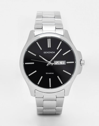 Mens Bracelet Watch With Black Dial