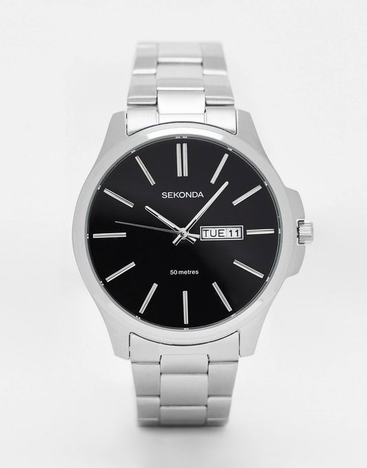 Mens Bracelet Watch With Black Dial