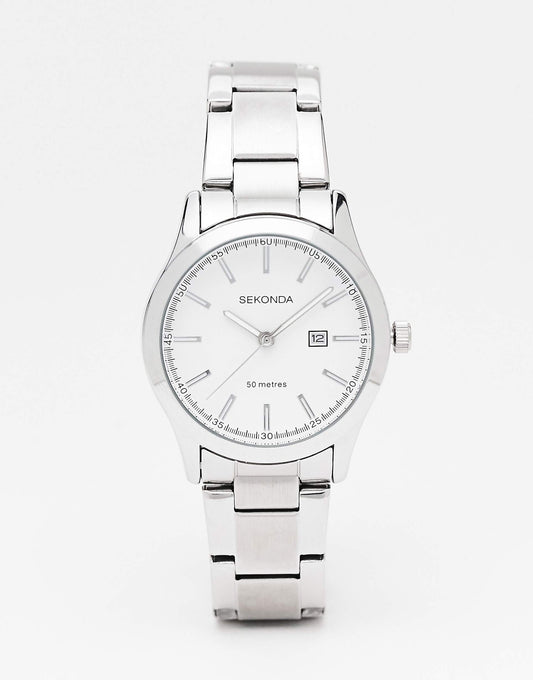Mens Bracelet Watch With White Dial
