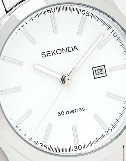 Mens Bracelet Watch With White Dial
