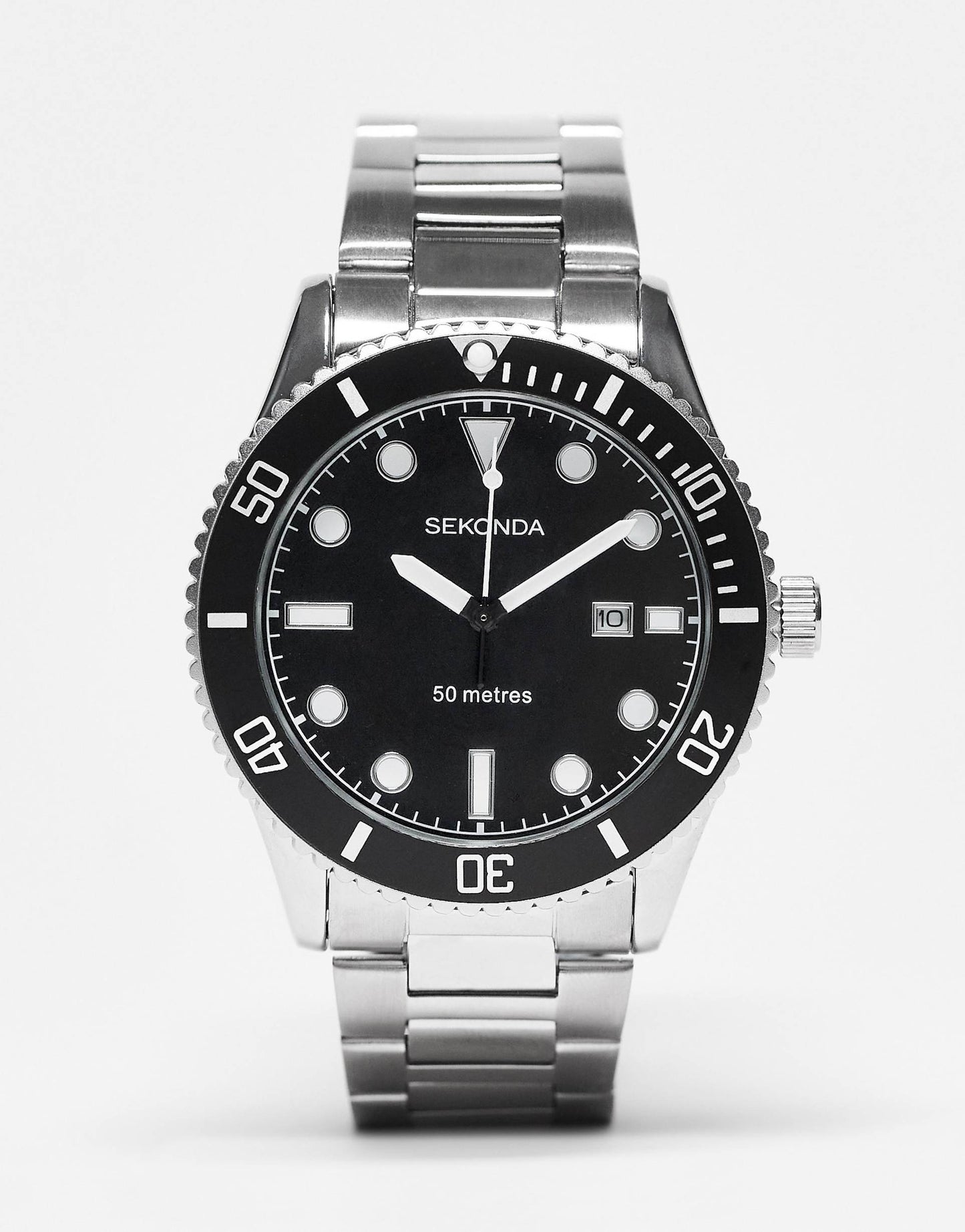 Mens Bracelet Diver Watch With Black Dial