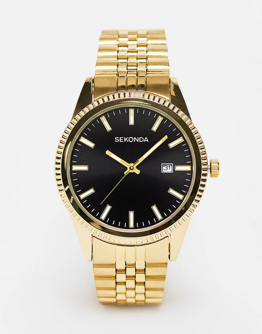 Mens Bracelet Watch With Black Dial