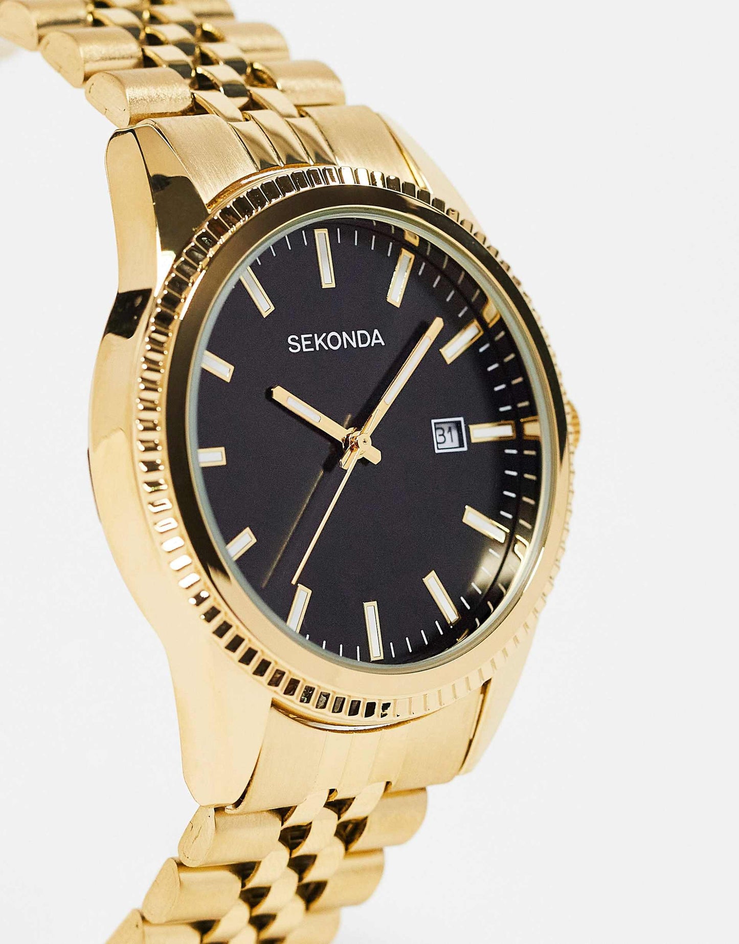 Mens Bracelet Watch With Black Dial