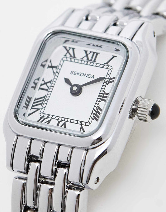 Bracelet Watch With Square White Dial