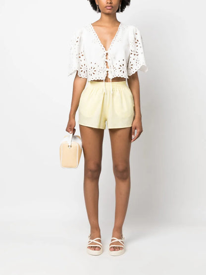 Elasticated-Waistband Cotton-Linen Blend Shorts