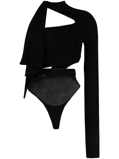 Cut-Out One-Shoulder Bodysuit