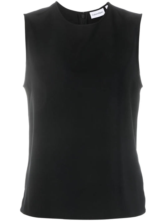 Crew-Neck Twill Tank Top