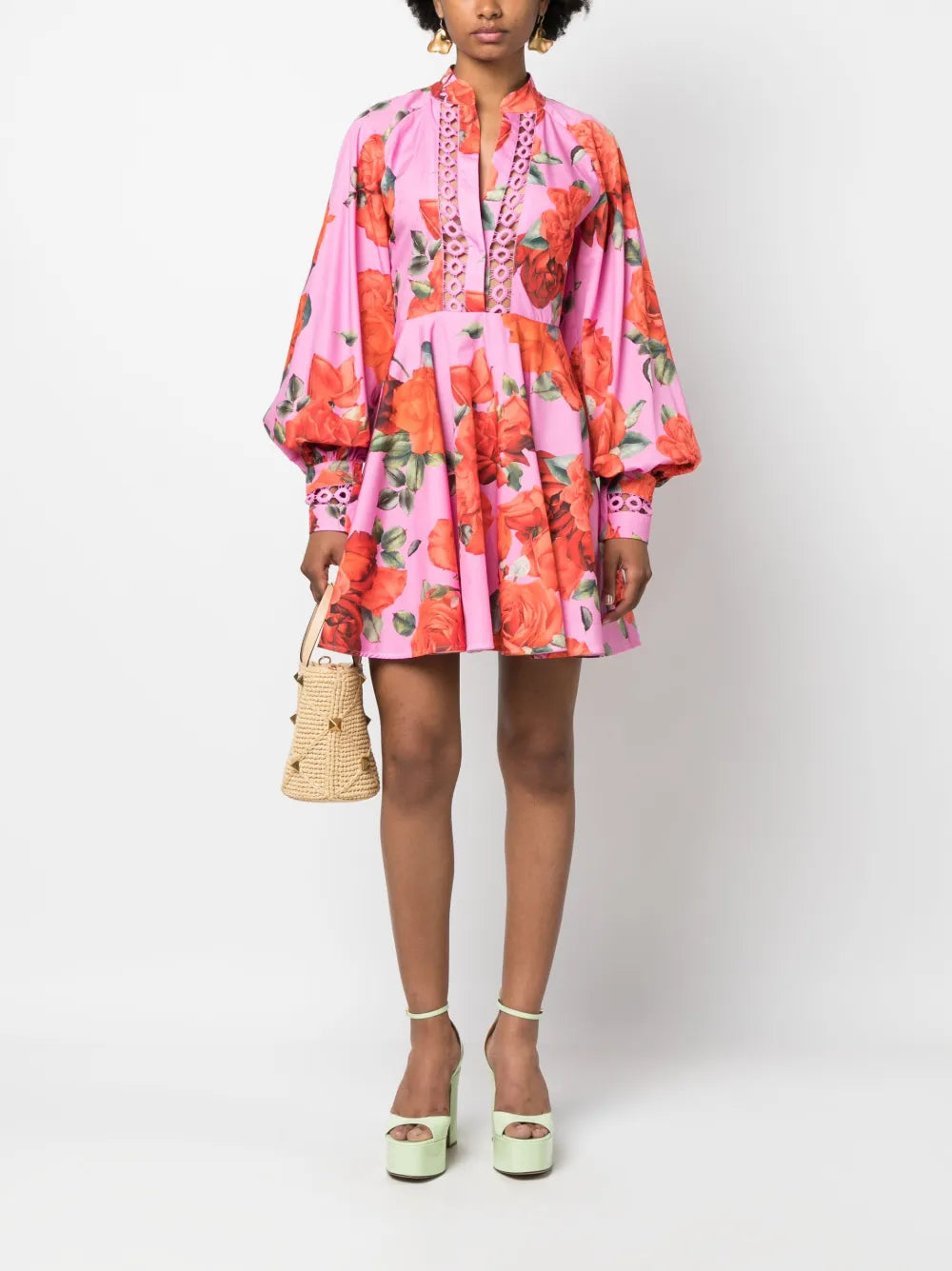 Floral-Print Belted Cotton Dress