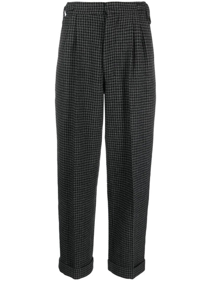 Houndstooth-Pattern Cropped Trousers