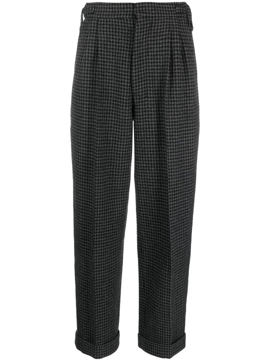 Houndstooth-Pattern Cropped Trousers
