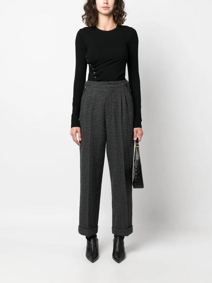 Houndstooth-Pattern Cropped Trousers