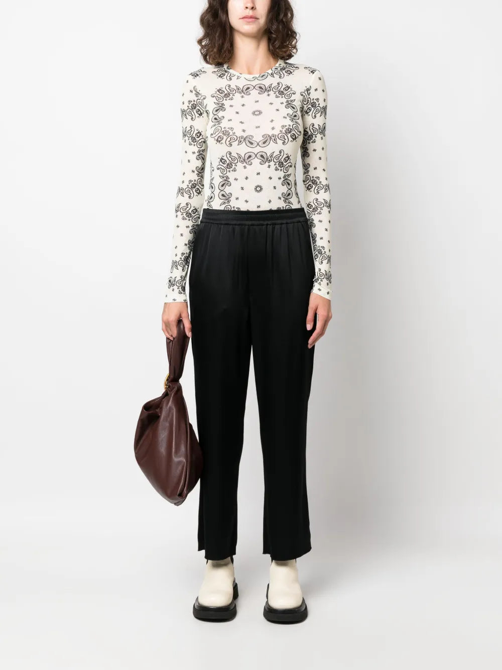 Elasticated-Waist Cropped Trousers