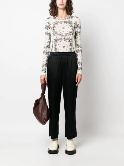 Elasticated-Waist Cropped Trousers