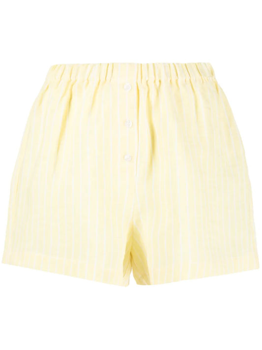 Elasticated-Waistband Striped Linen Shorts