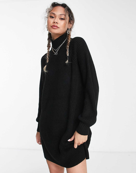High Neck Knitted Mini Jumper Dress