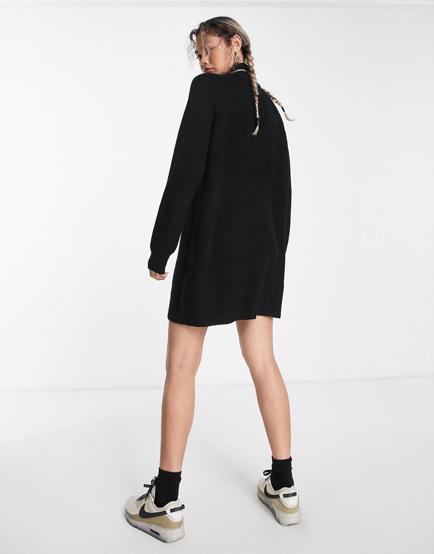 High Neck Knitted Mini Jumper Dress