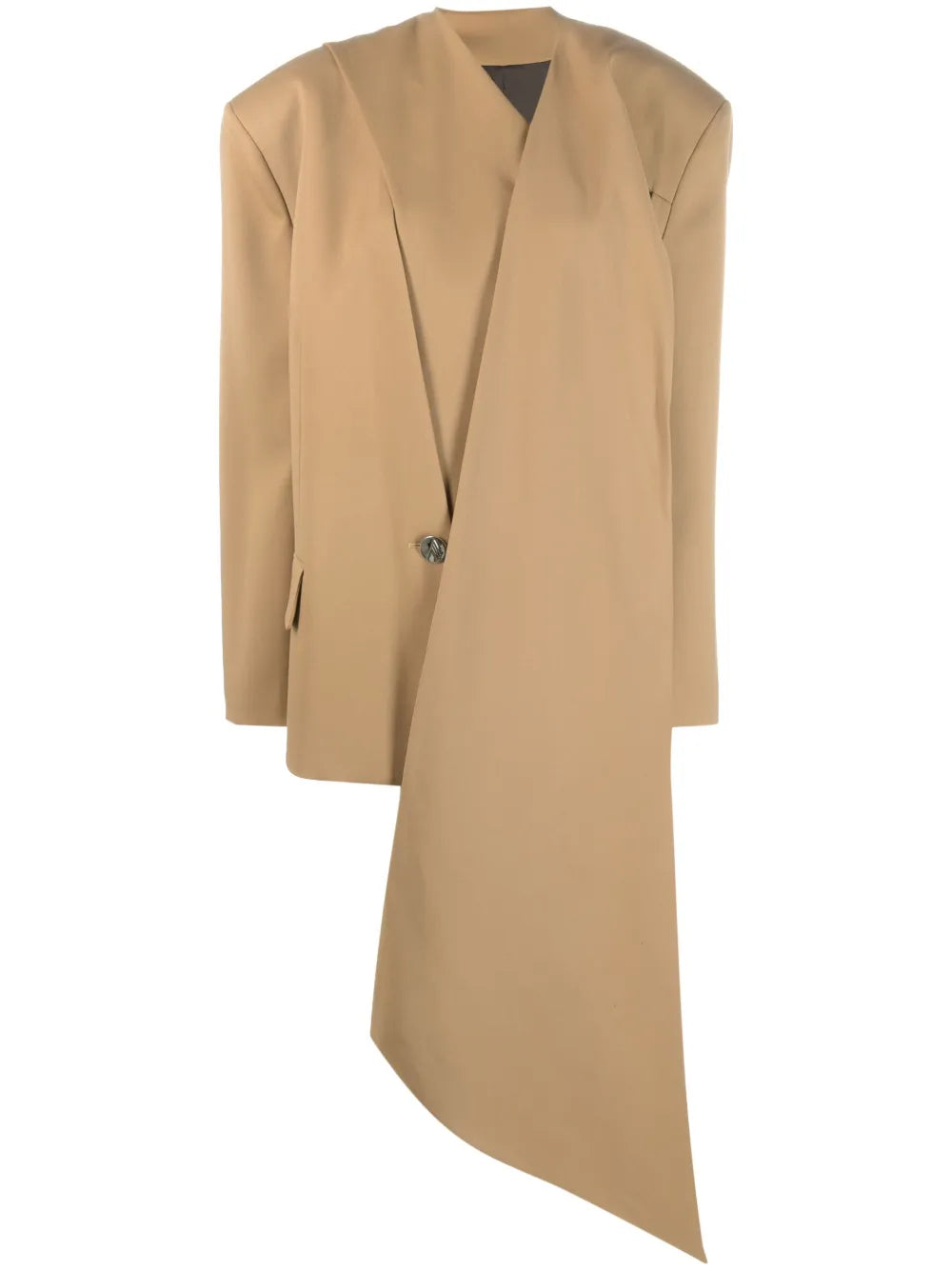 Scarf-Embellished Single-Breasted Blazer