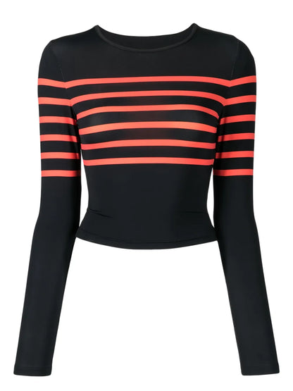 Stripe-Print Cropped Rashguard