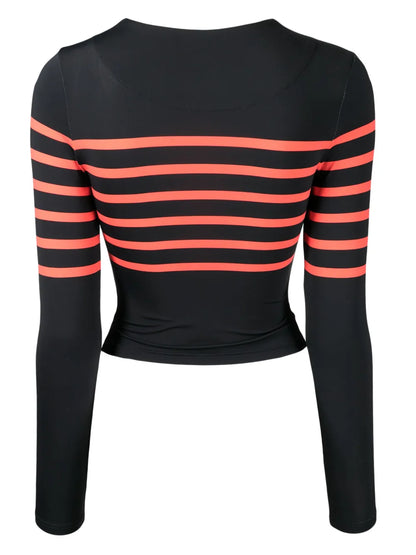 Stripe-Print Cropped Rashguard