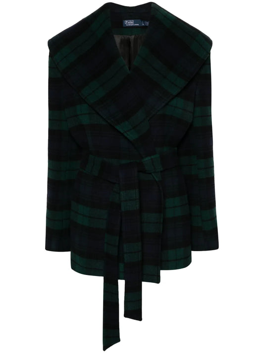 Checked Belted Coat