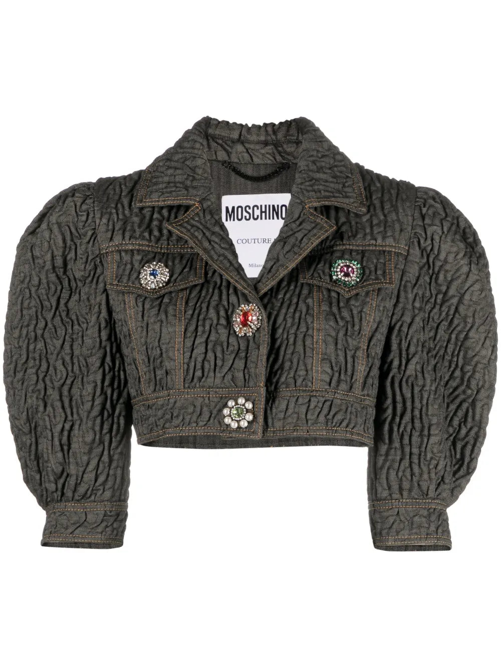 Crystal-Embellished Butted Cropped Jacket