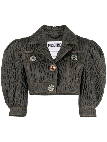 Crystal-Embellished Butted Cropped Jacket