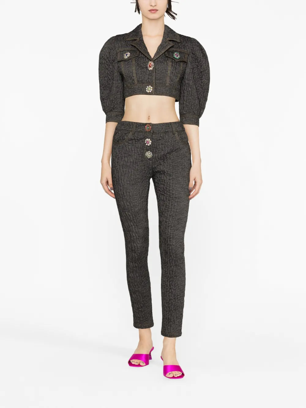 Crystal-Embellished Butted Cropped Jacket