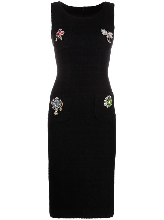 Appliqué-Detail Midi Dress