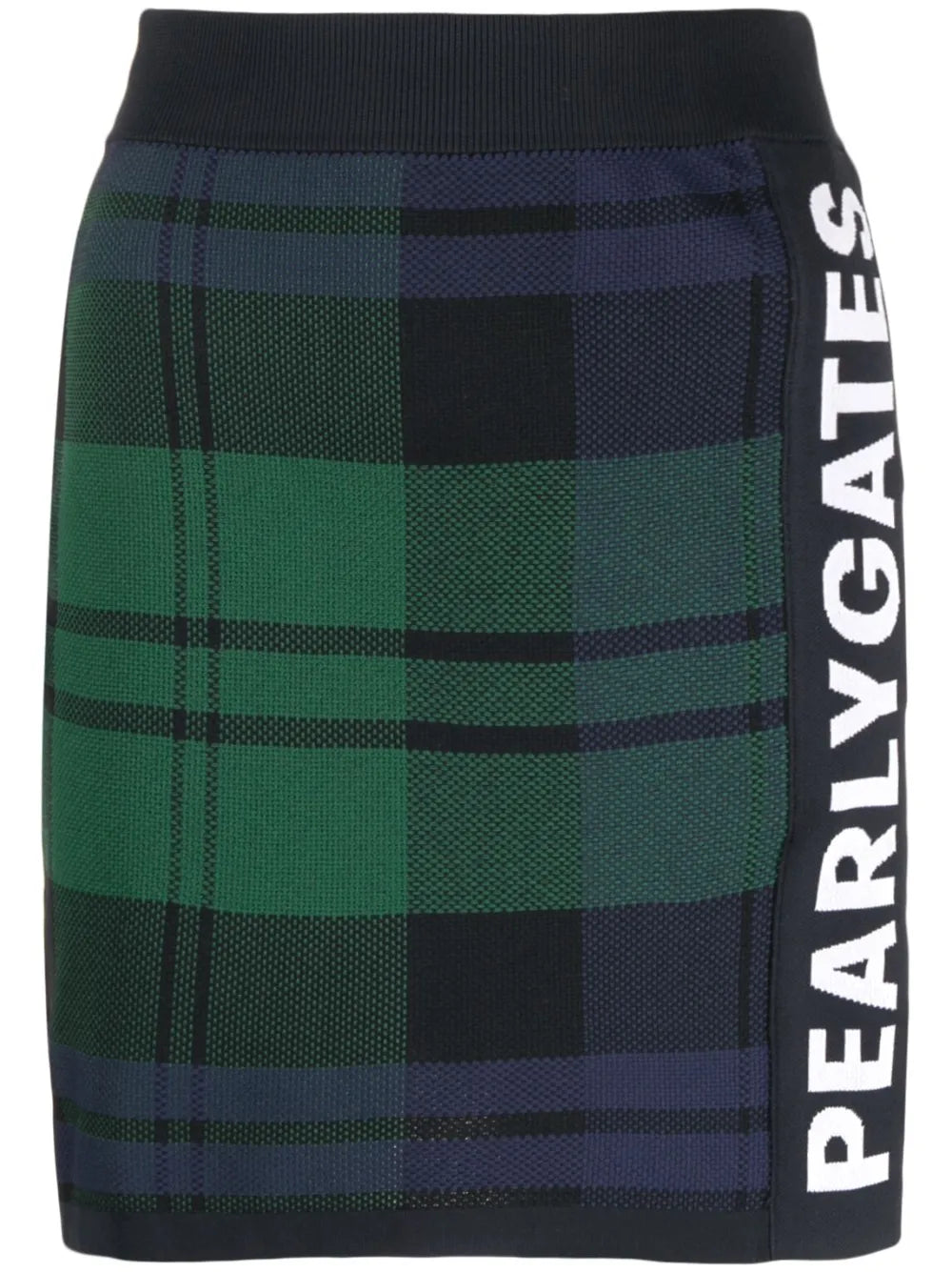 Logo-Tape Plaid Knitted Skirt